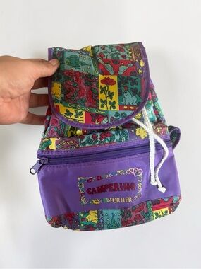 Camperino Mini Backpack Purple Floral Print 90s
